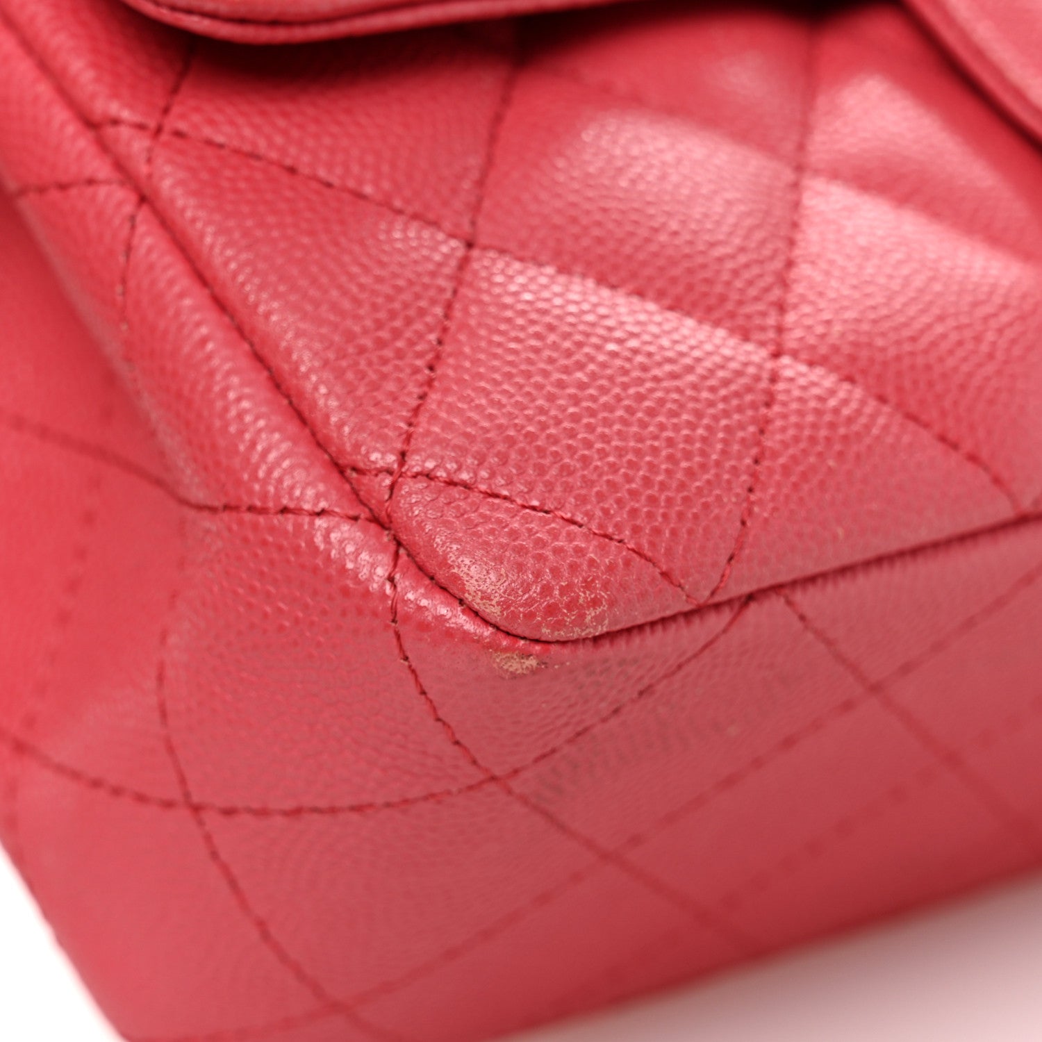 Caviar Quilted Mini Rectangular Flap Dark Pink