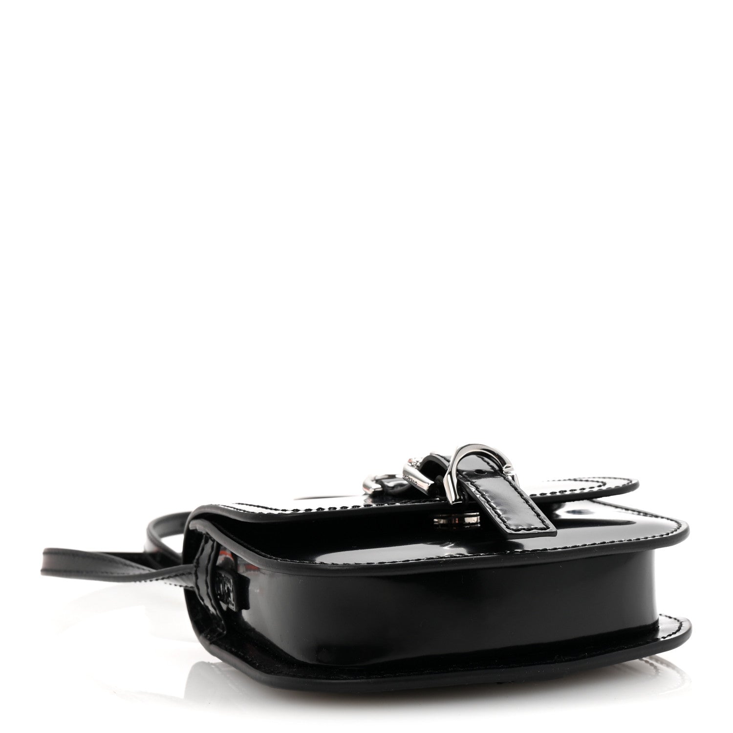 Shiny Calfskin Voyou Neck Crossbody Bag Black