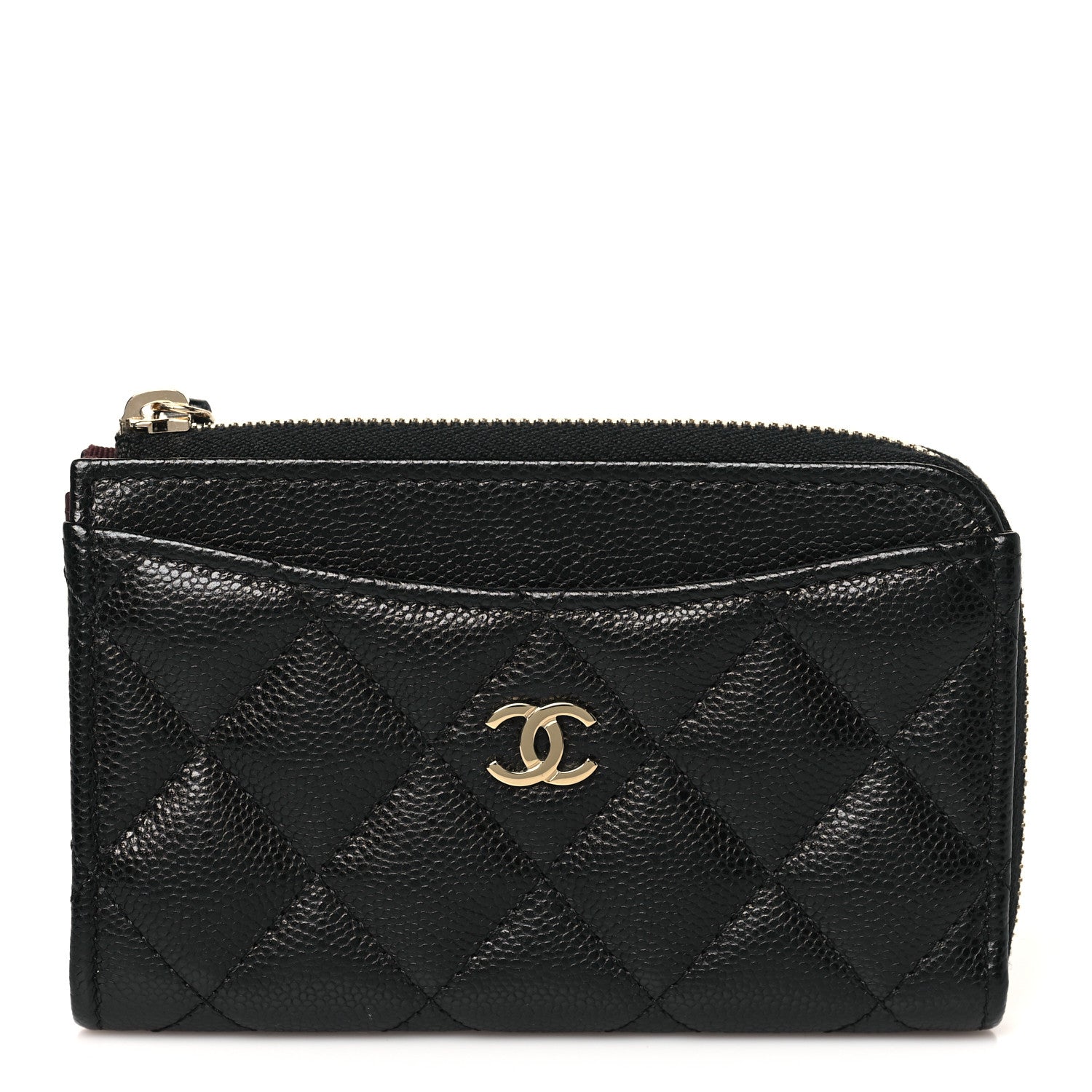 Caviar Quilted CC Zip Around  Holder Black
