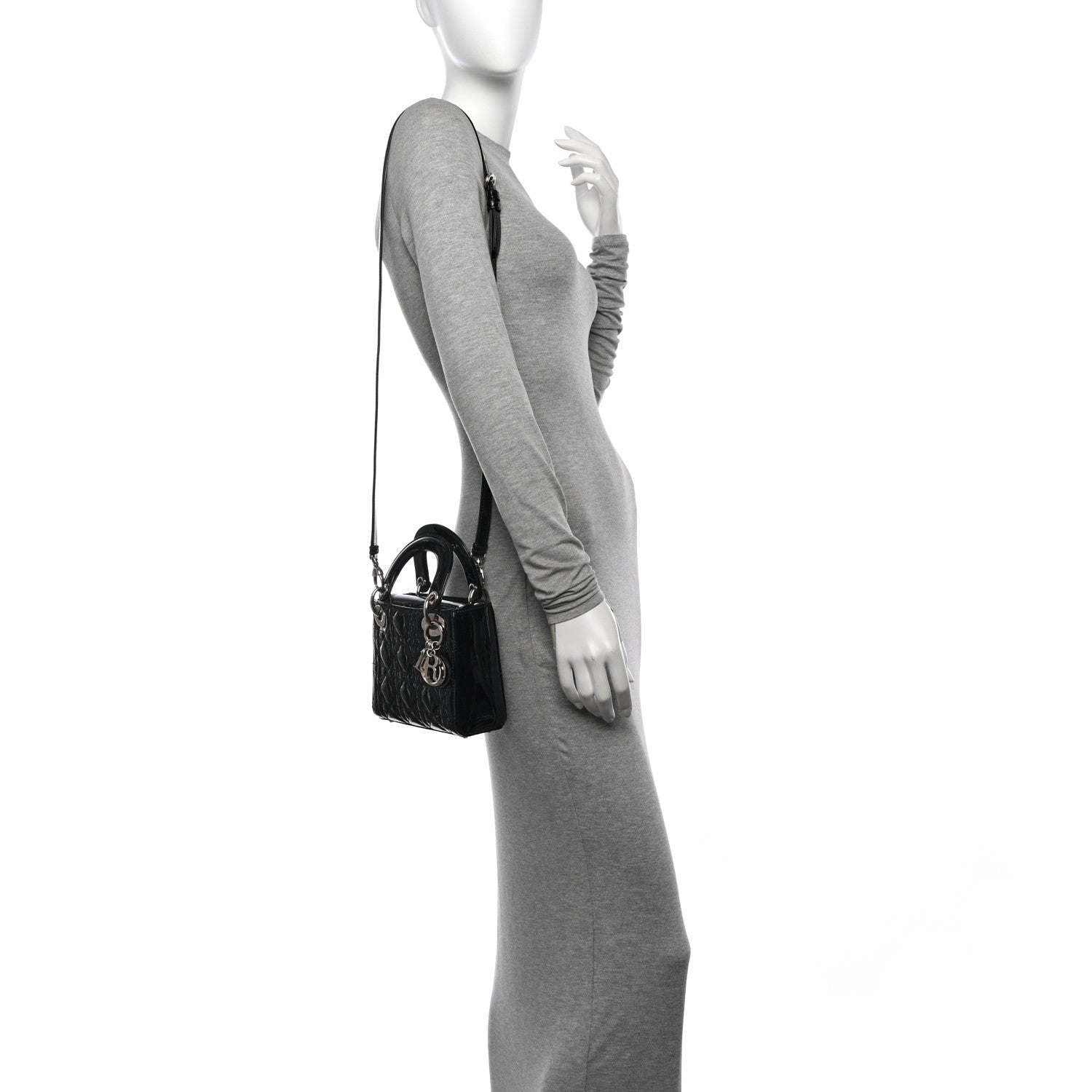 Patent Cannage Mini Lady Dior Black