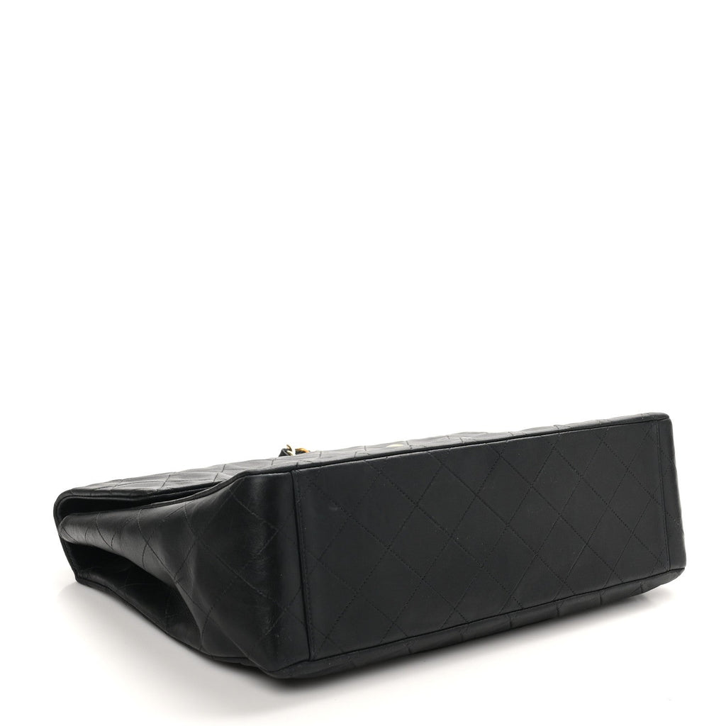 Lambskin Quilted Jumbo Single Flap Black