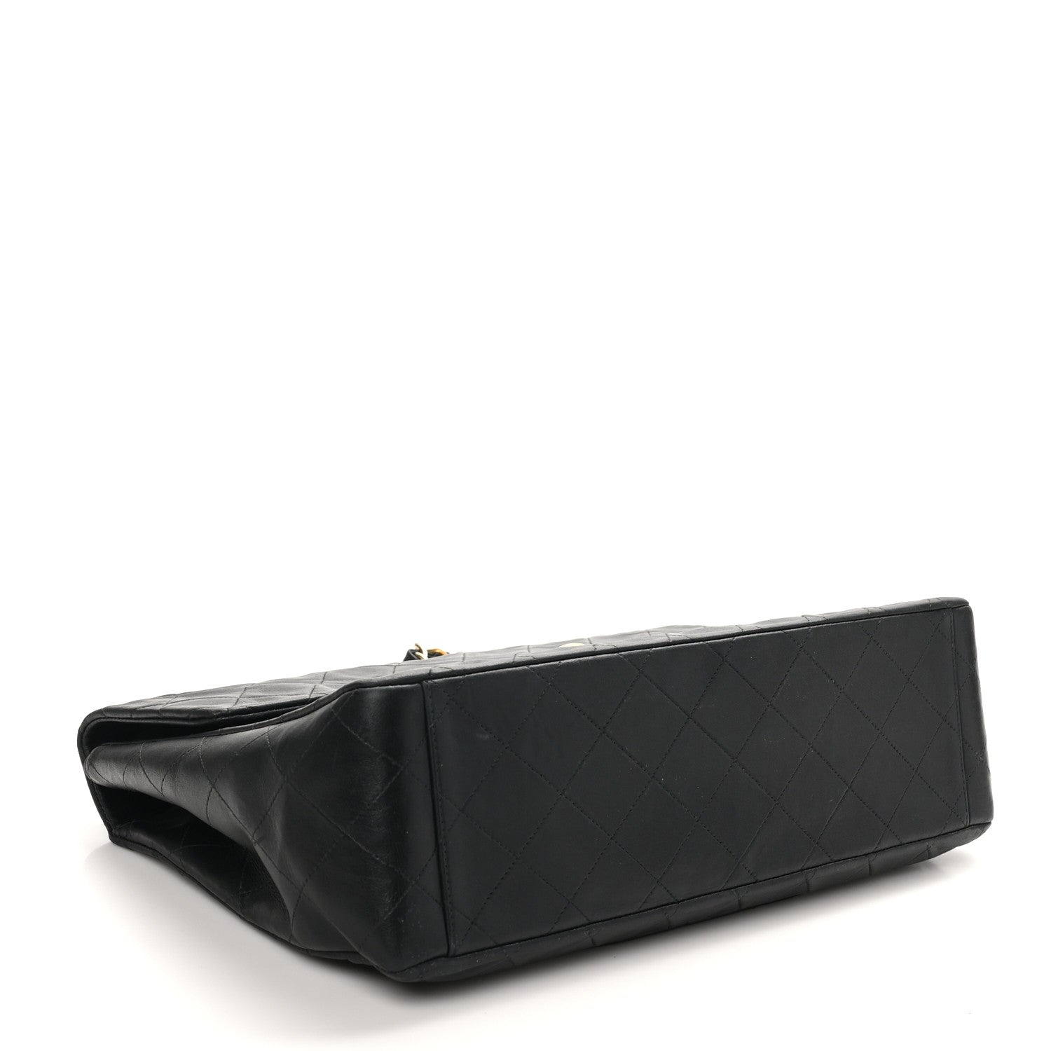 Lambskin Quilted Jumbo Single Flap Black