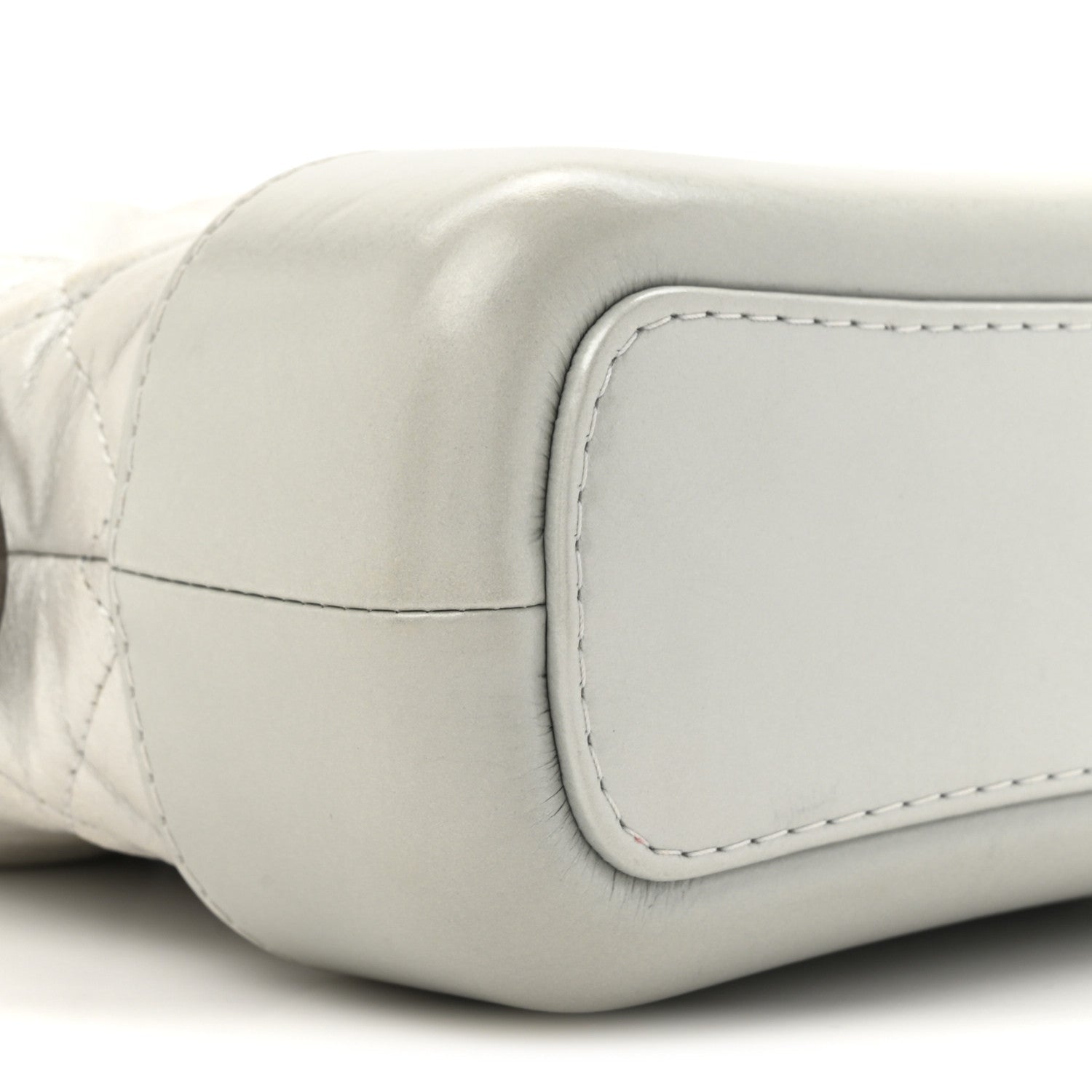Metallic Aged Calfskin Quilted Small Gabrielle Hobo Silver