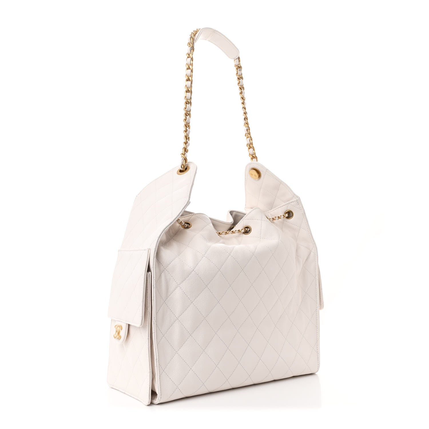 Caviar Quilted Medium Chanel 25 Handbag White