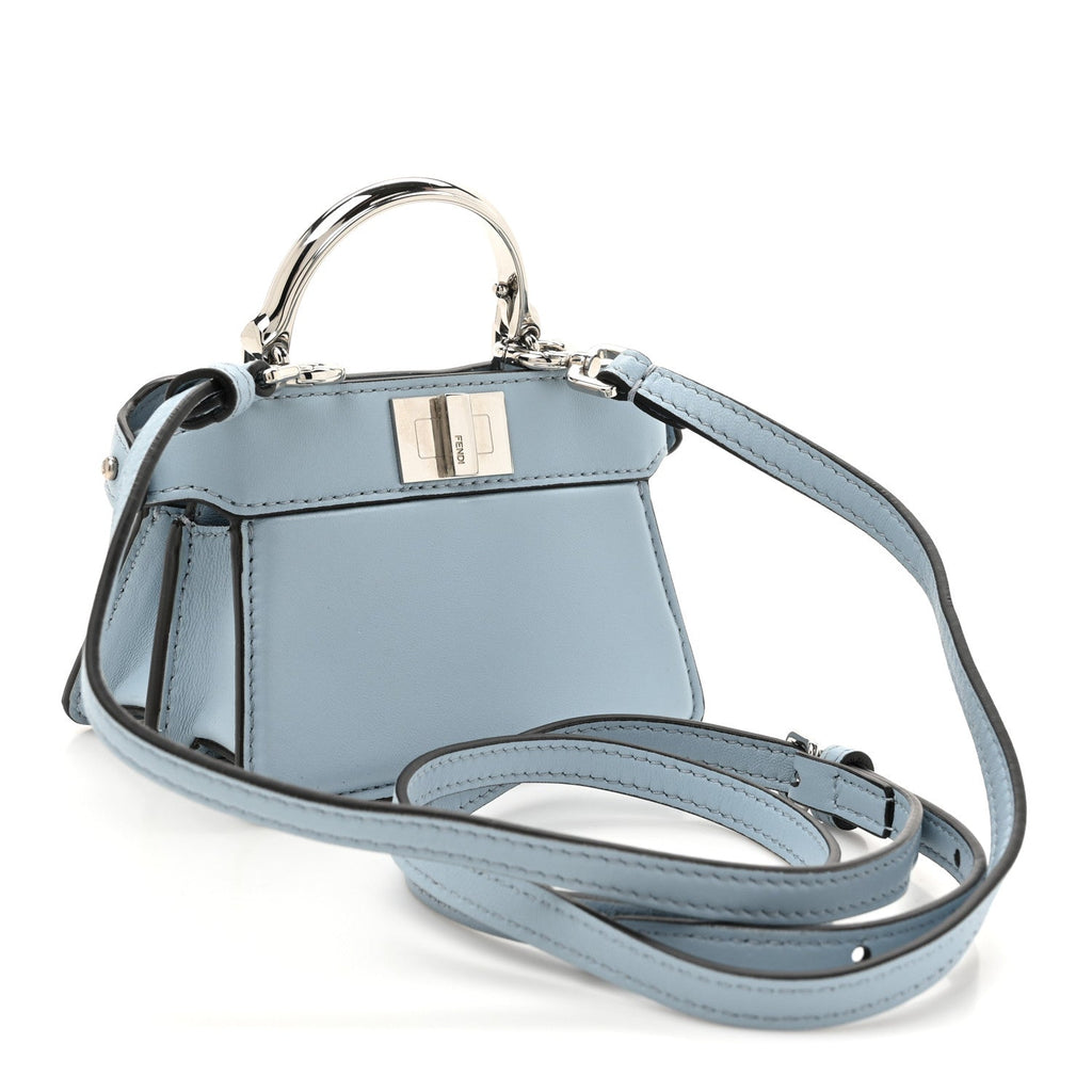 Shiny Nappa Nano Peekaboo Maxi Handle Satchel Azzurro Baby