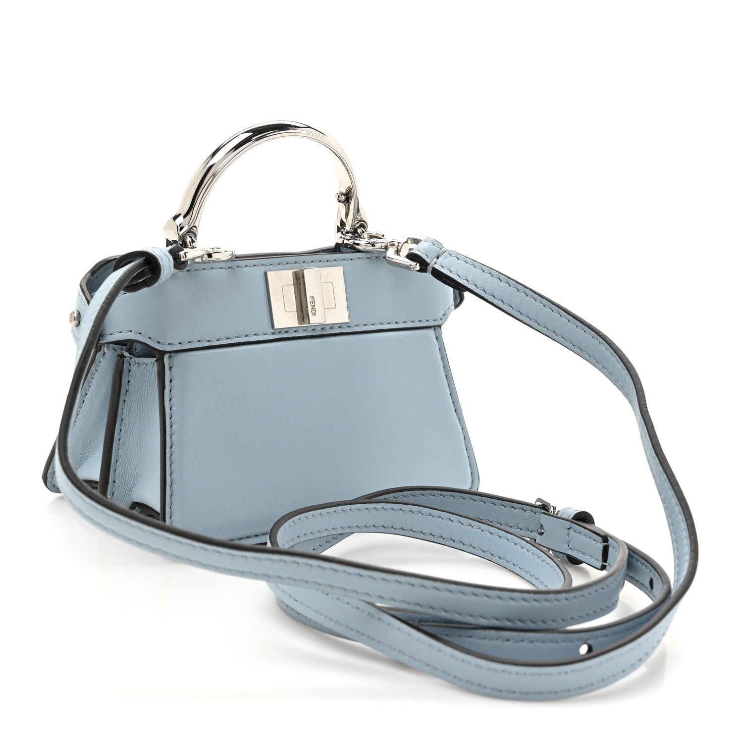 Shiny Nappa Nano Peekaboo Maxi Handle Satchel Azzurro Baby