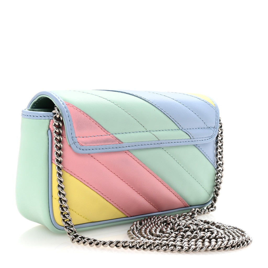 Calfskin Matelasse Diagonal Super Mini GG Marmont Shoulder Bag Multicolor Pastel