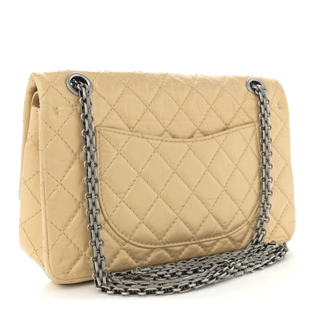 Metallic Aged Calfskin Quilted 2.55 Reissue 225 Flap Gold