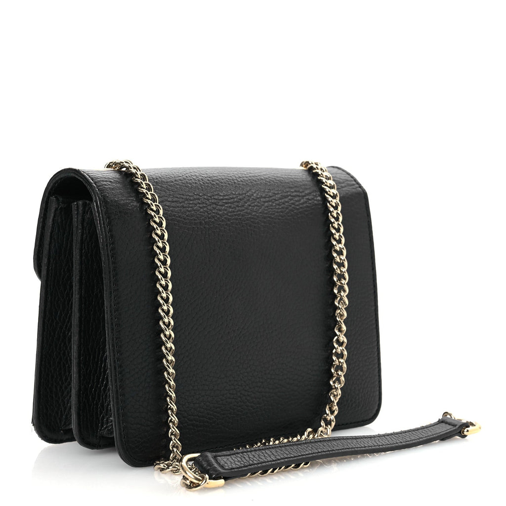 Dollar Calfskin Small Interlocking G Shoulder Bag Black