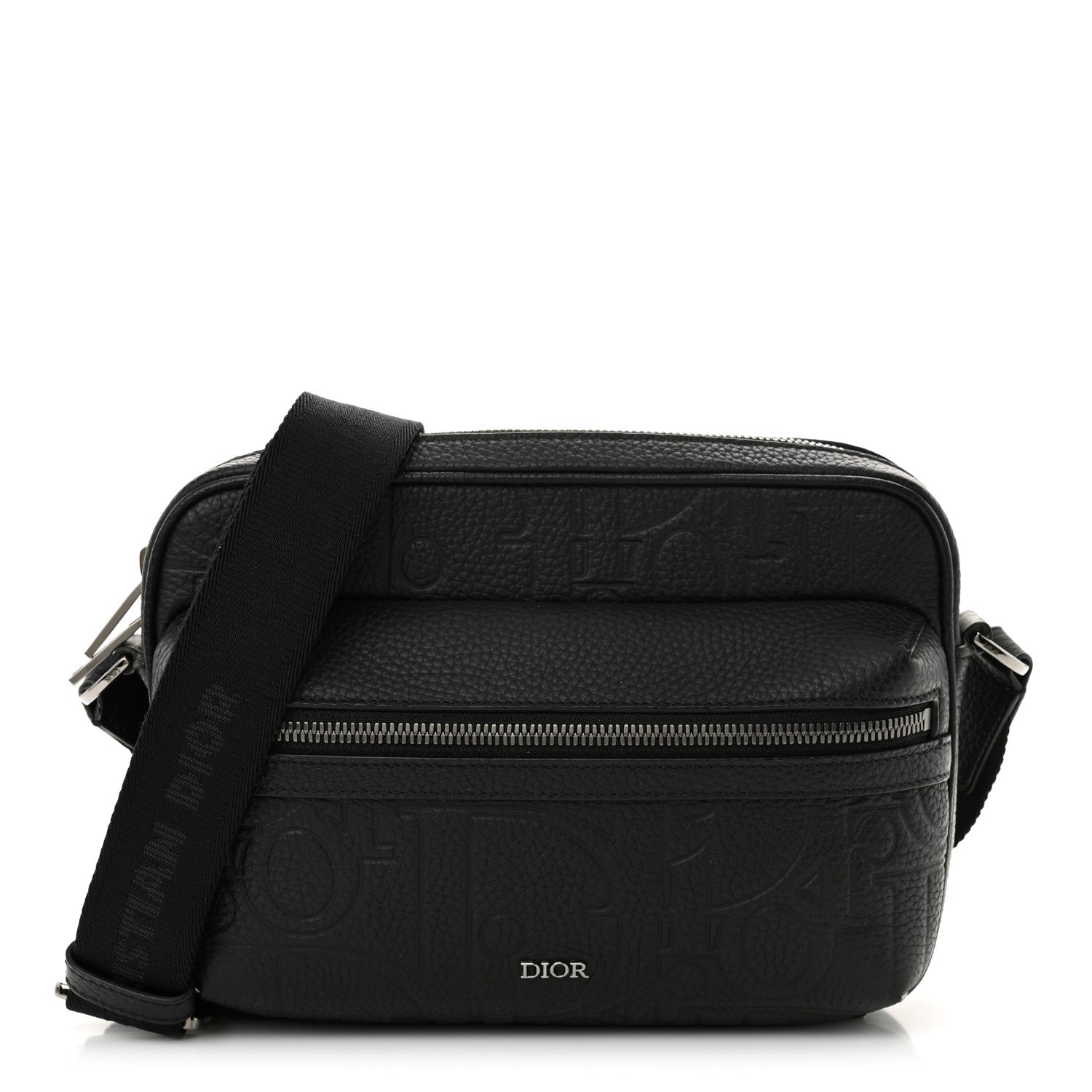 Grained Calfskin Embossed Dior Gravity Rider Zipped 2.0 Messenger Black