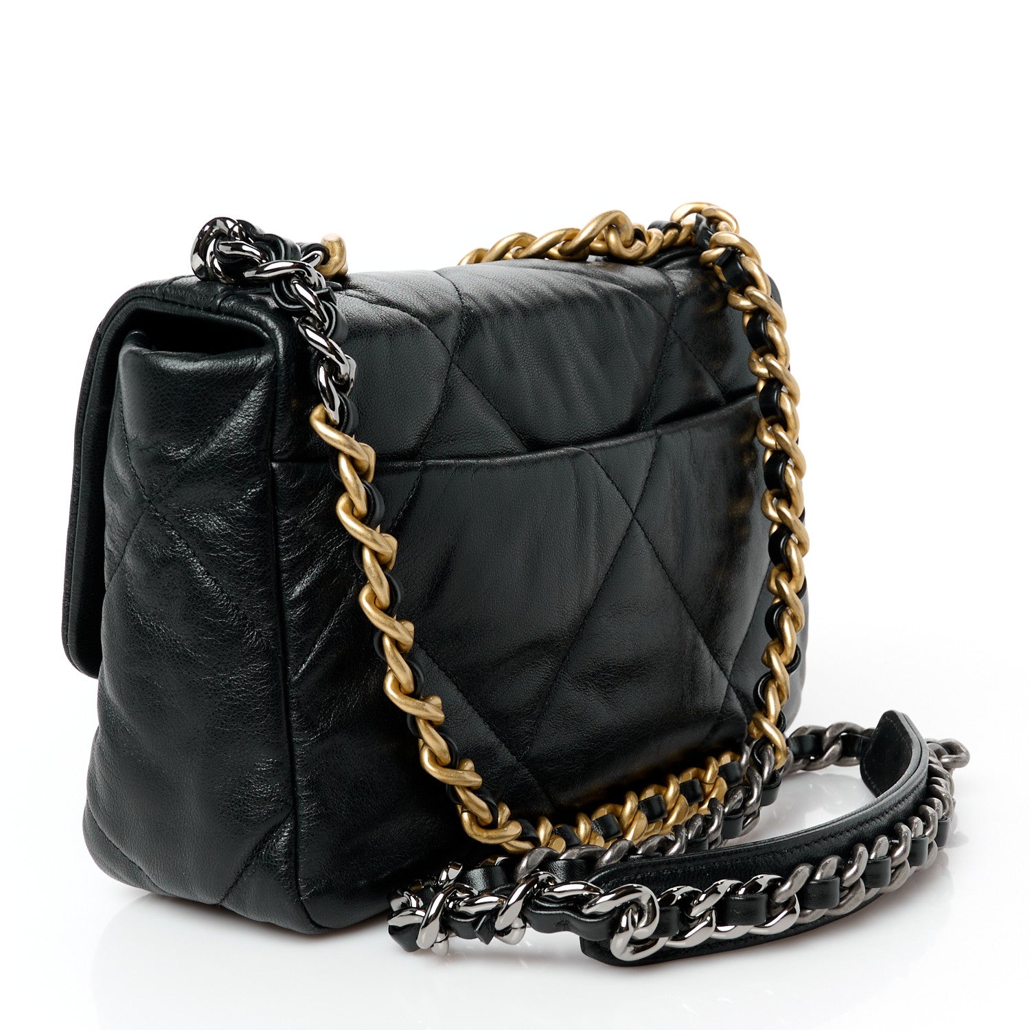 Goatskin Quilted Medium Chanel 19 Flap Black