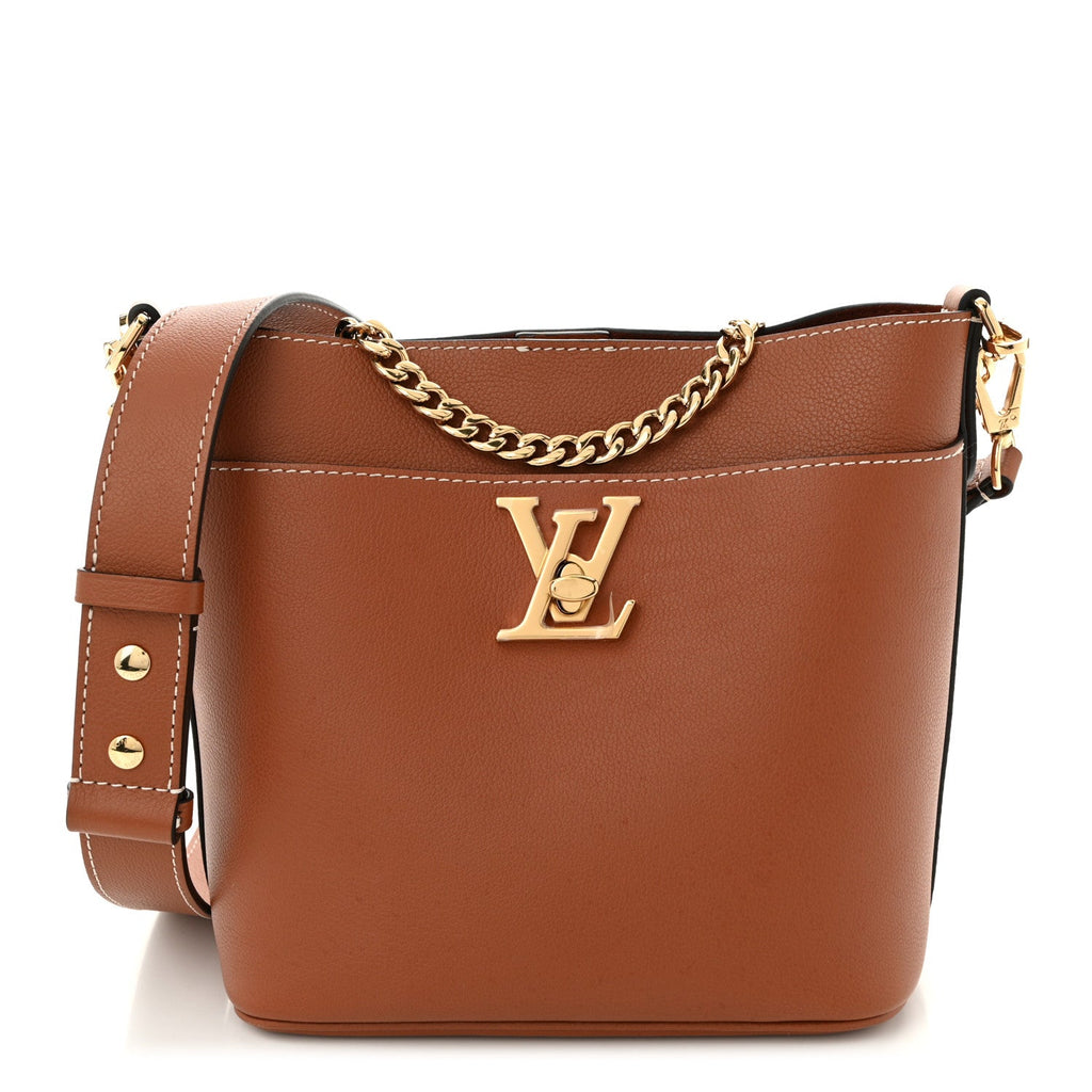 Calfskin Lock and Walk Bucket Cognac
