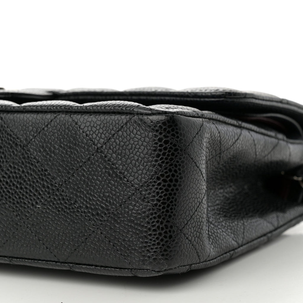 Caviar Quilted Medium Double Flap Black