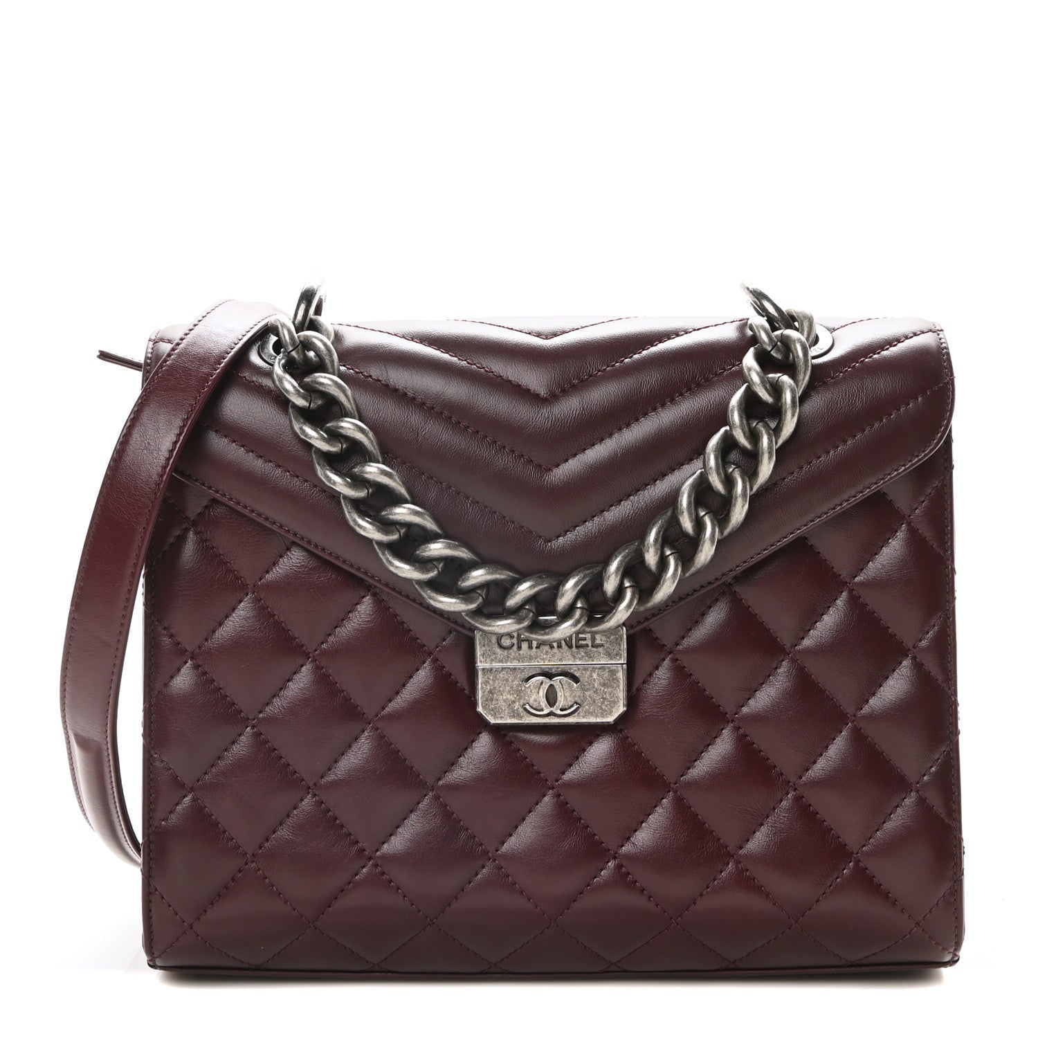 Calfskin Quilted Large Mad About Quilting Flap Burgundy