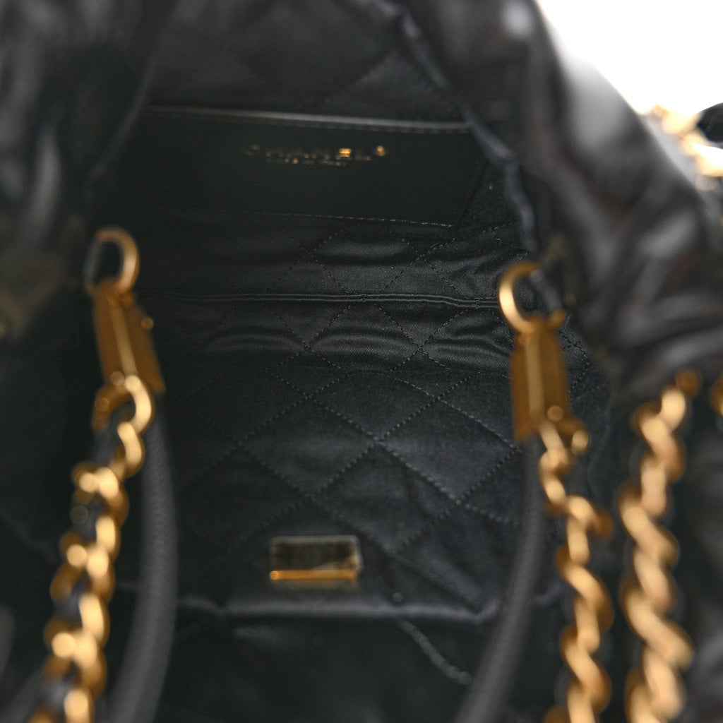 Shiny Calfskin Quilted Mini Chanel 22 Black