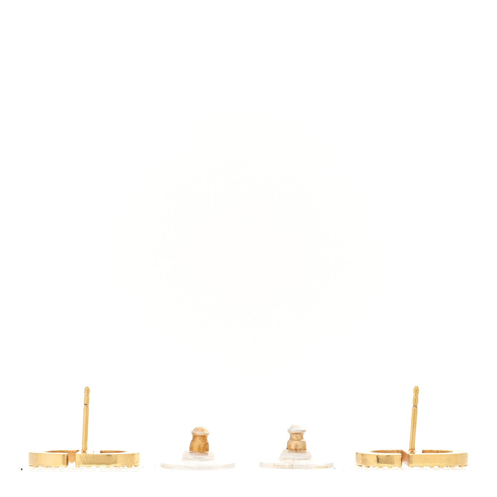 Crystal Petit CD Stud Earrings Gold