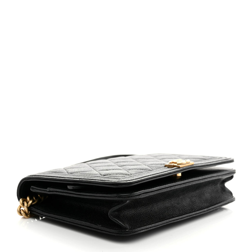 Caviar Quilted Boy Wallet On Chain WOC Black