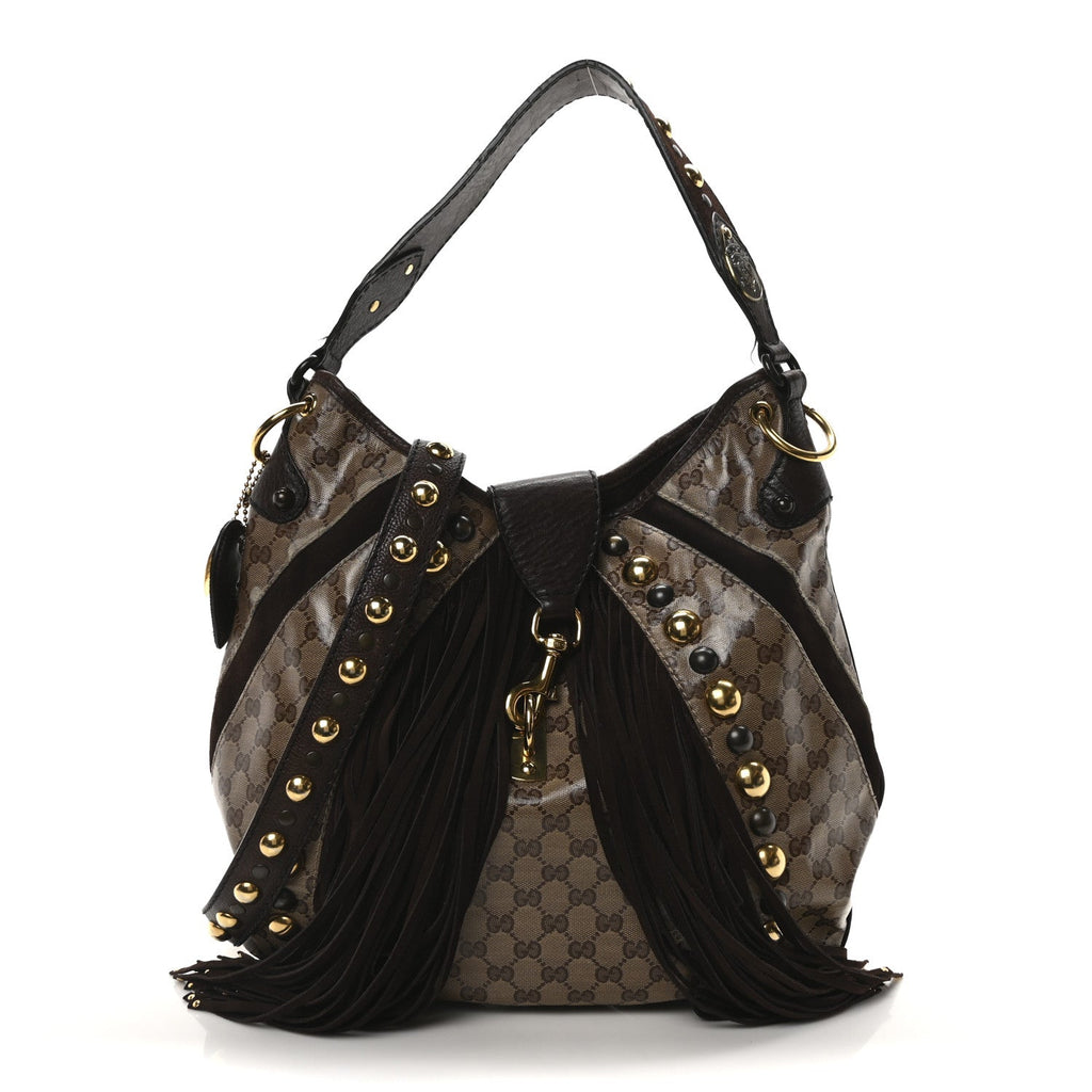 Crystal Monogram Fringe Babouska Hobo