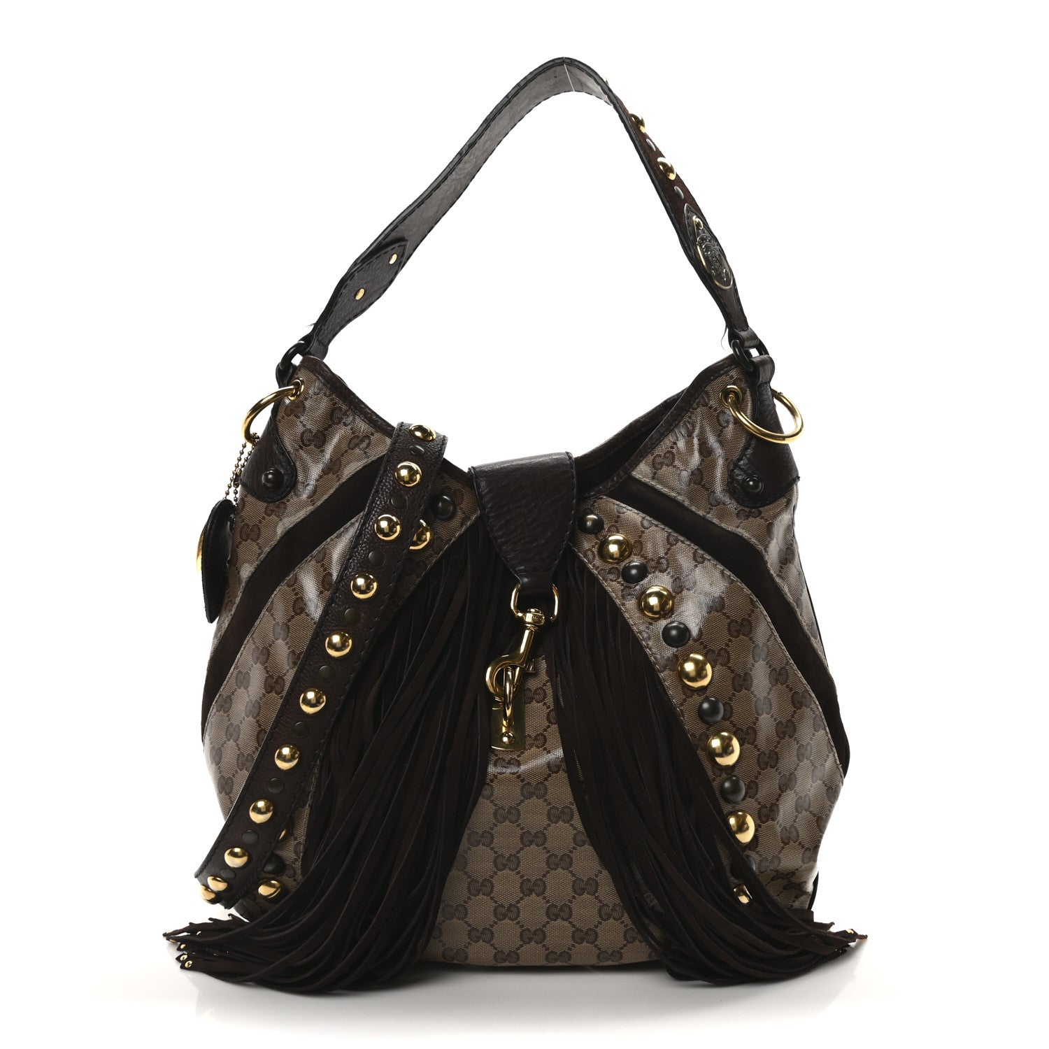 Crystal Monogram Fringe Babouska Hobo