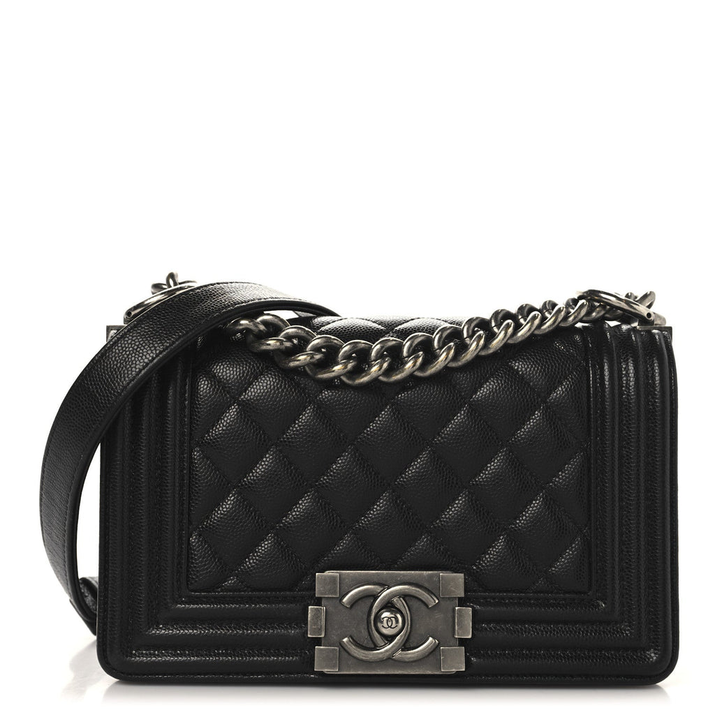 Caviar Quilted Small Boy Flap Black