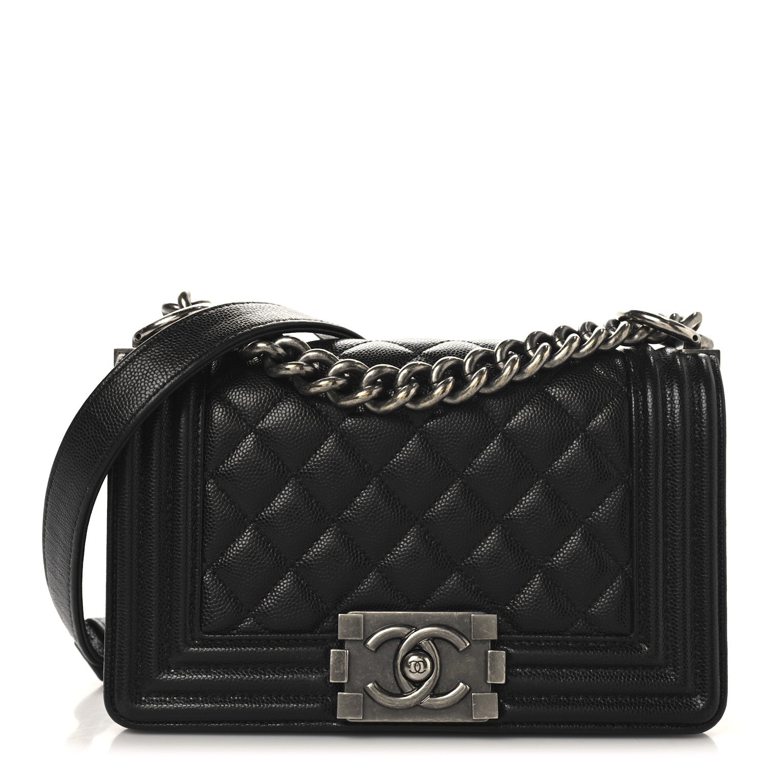 Caviar Quilted Small Boy Flap Black
