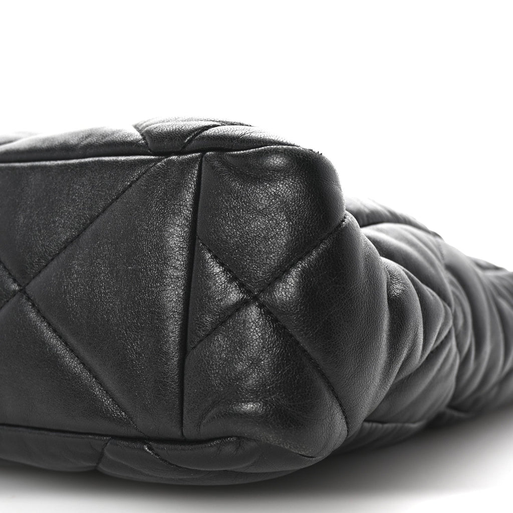 Lambskin Quilted Chanel 19 Shopping Bag Black