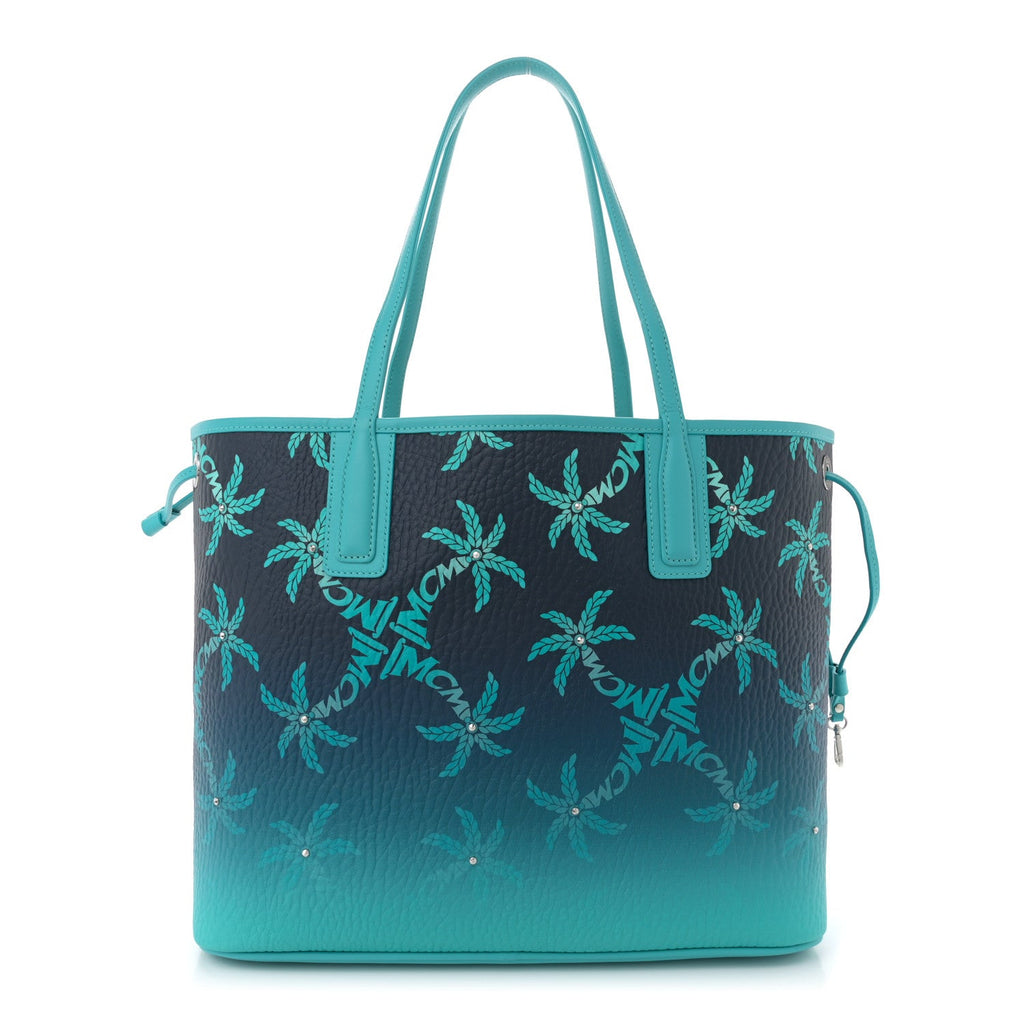 Calfskin Medium Studded Palms Liz Shopper Tote Blue