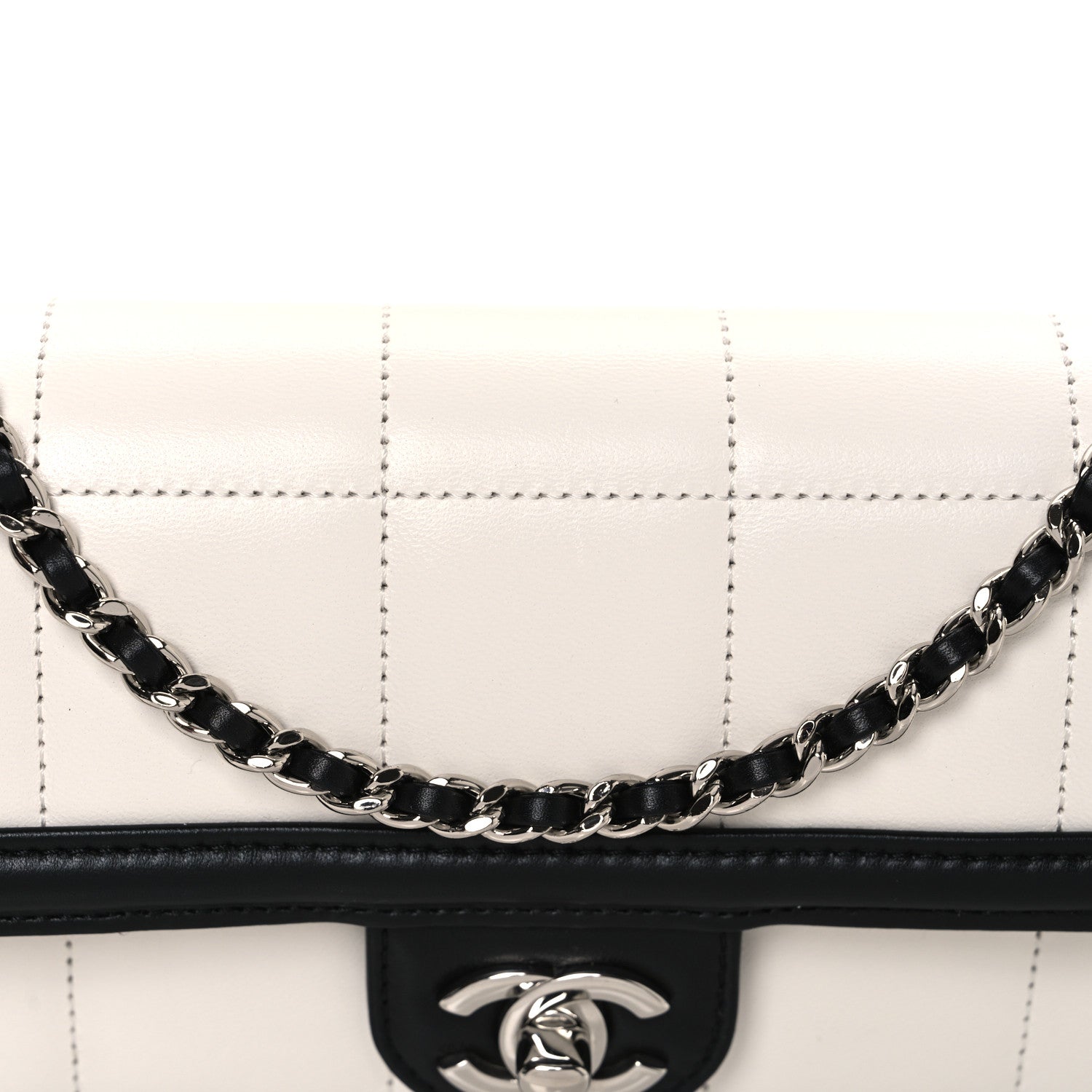 Lambskin Calfskin Chic Frame Flap Bag White Black