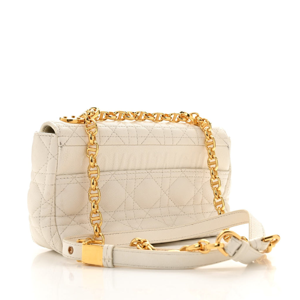 Calfskin Cannage Small Caro Bag Ivory