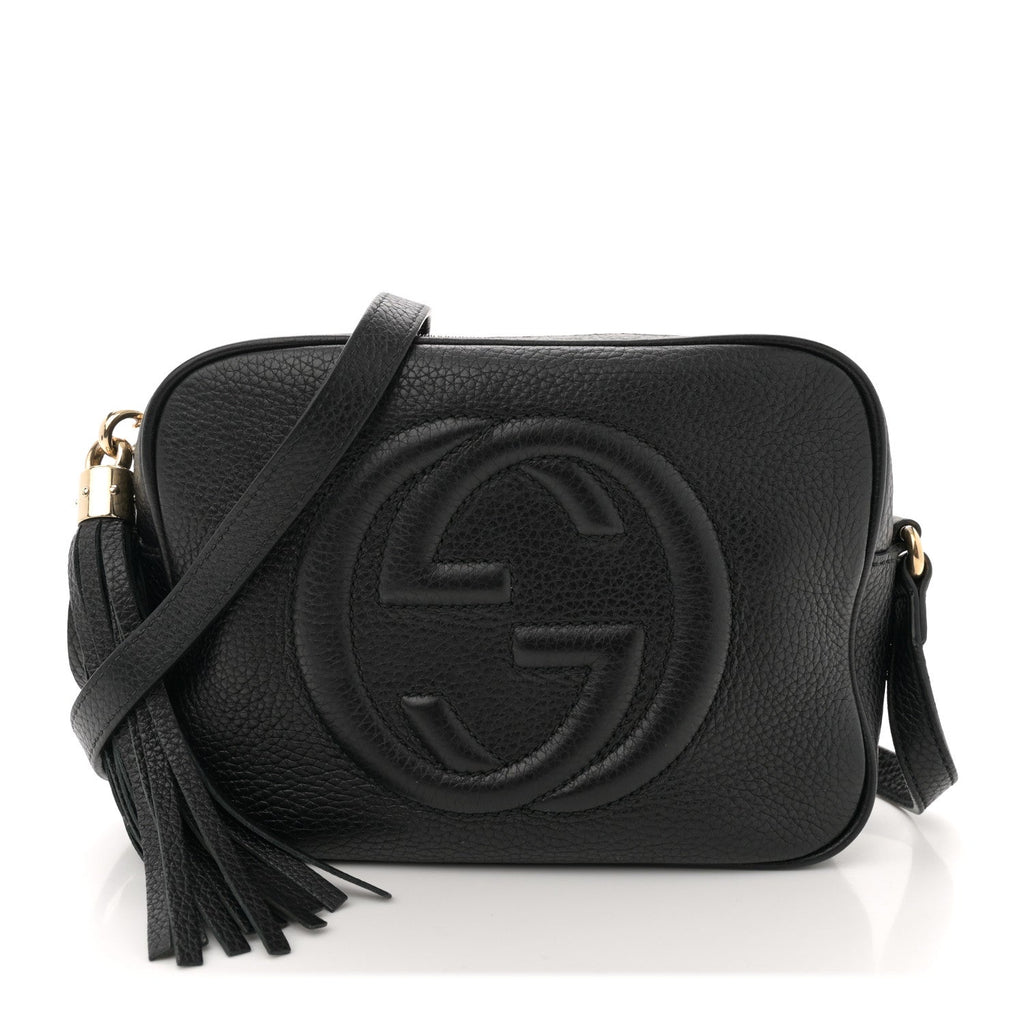 Pebbled Calfskin Small Soho Disco Bag Black