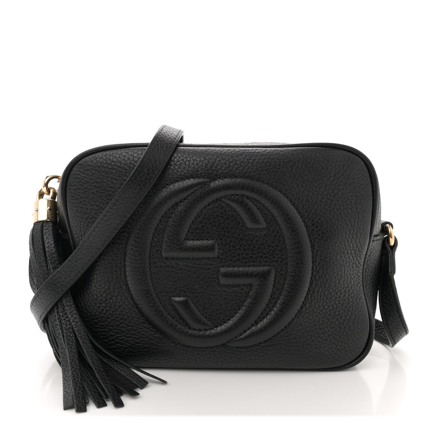 Pebbled Calfskin Small Soho Disco Bag Black