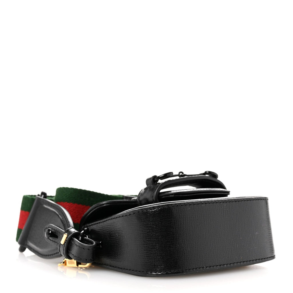 Azalea Calfskin Web Horsebit 1955 Wallet On Strap Black
