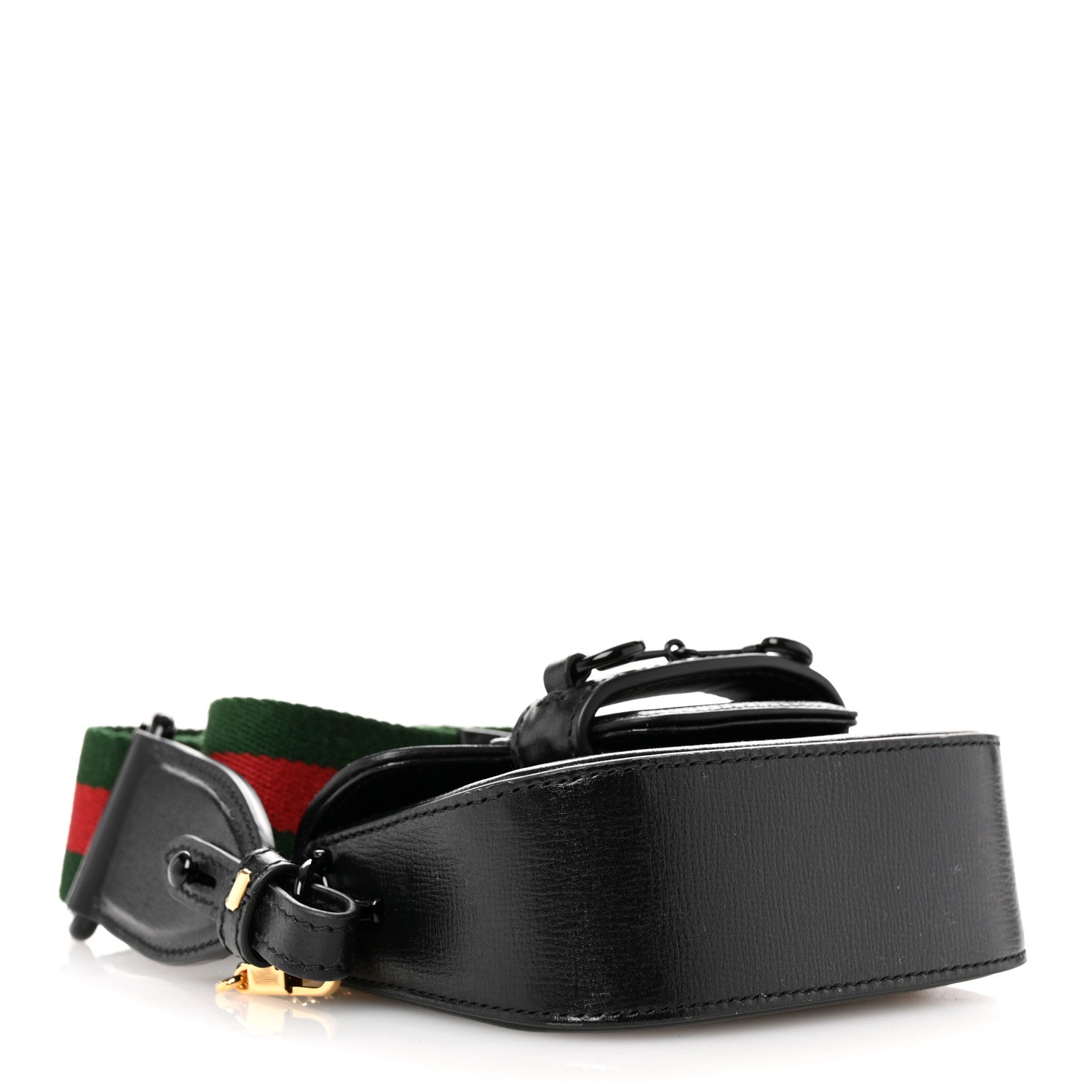 Azalea Calfskin Web Horsebit 1955 Wallet On Strap Black