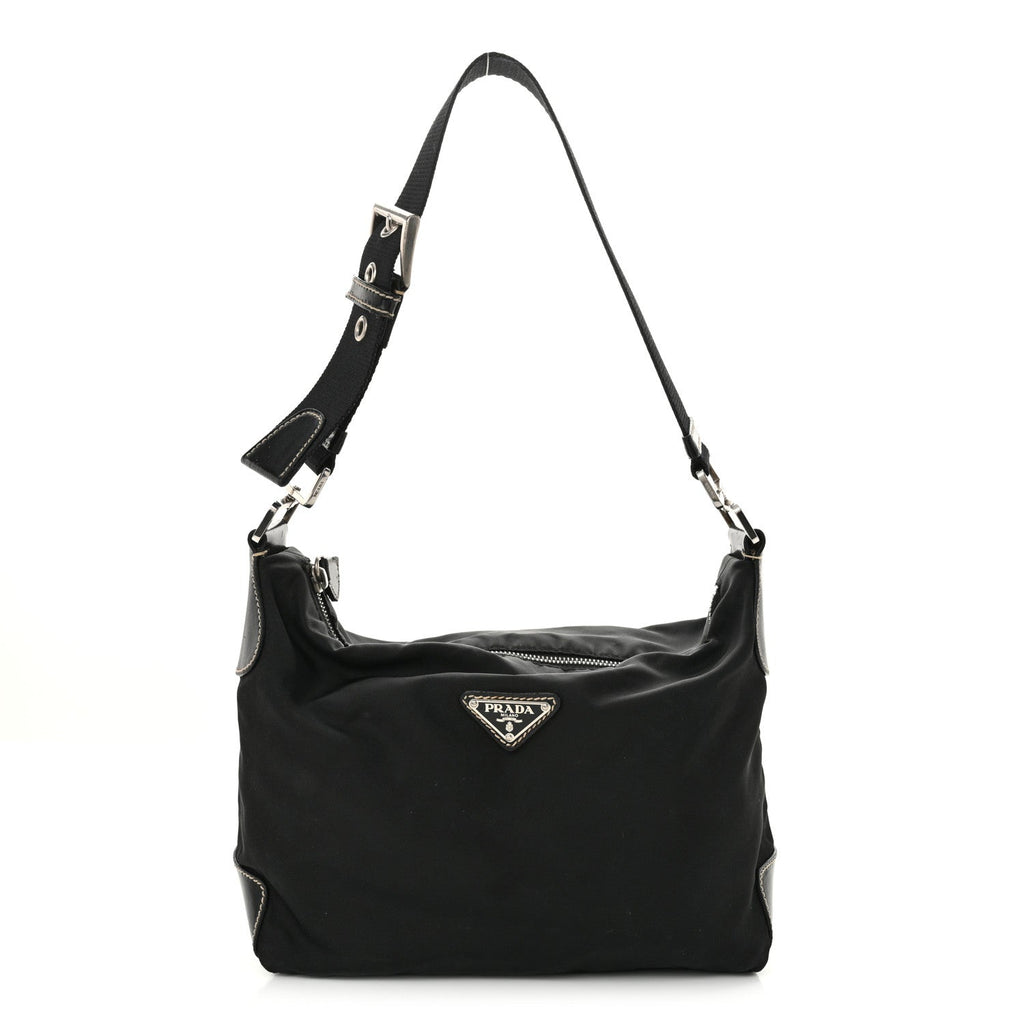 Tessuto Nylon Vitello Hobo Black