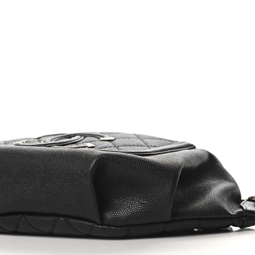 Caviar Quilted Filigree Waist Bag Black