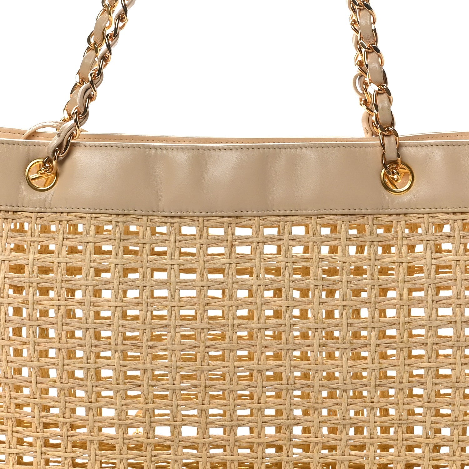 Lambskin Straw CC Tote Beige
