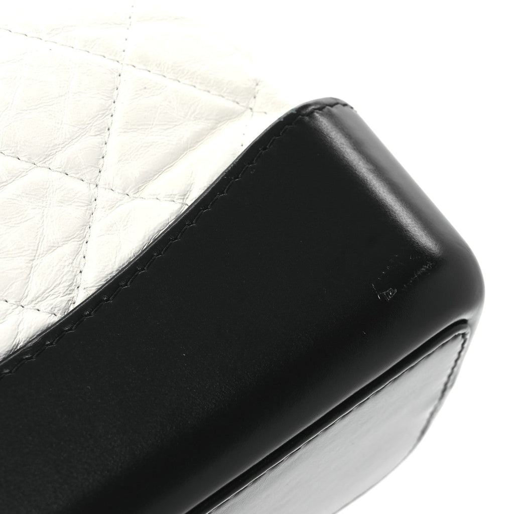 Aged Calfskin Quilted Gabrielle Backpack Black White
