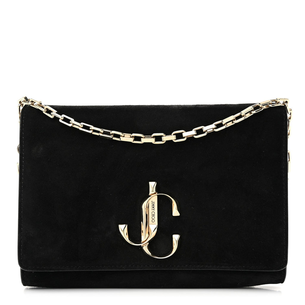 Suede Varenne Chain Clutch Black