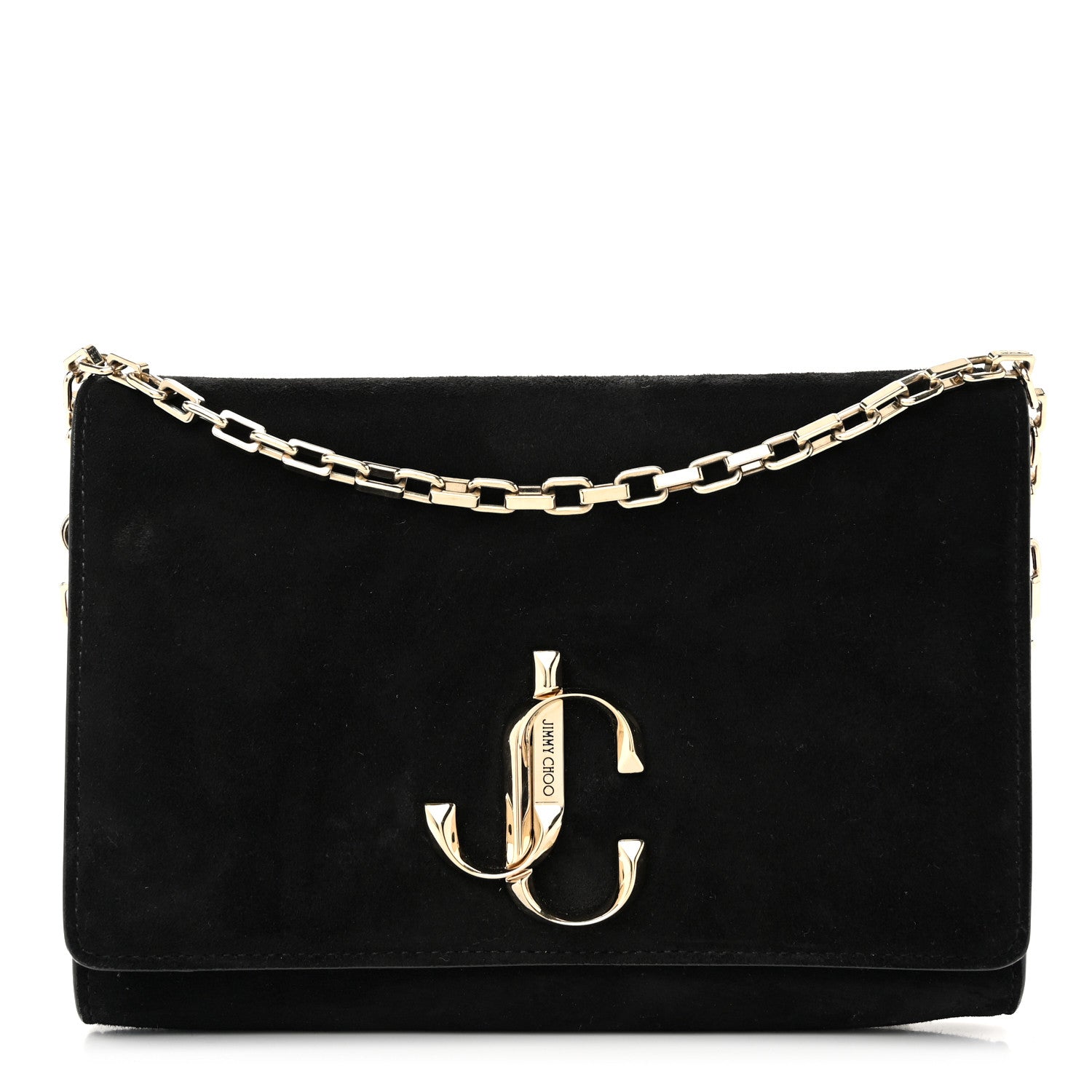 Suede Varenne Chain Clutch Black