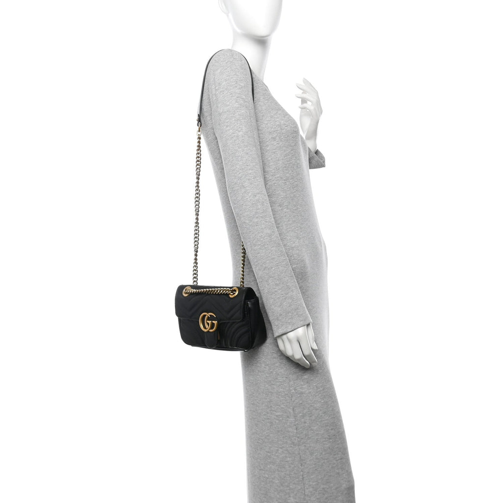 Calfskin Matelasse Mini GG Marmont Shoulder Bag Black