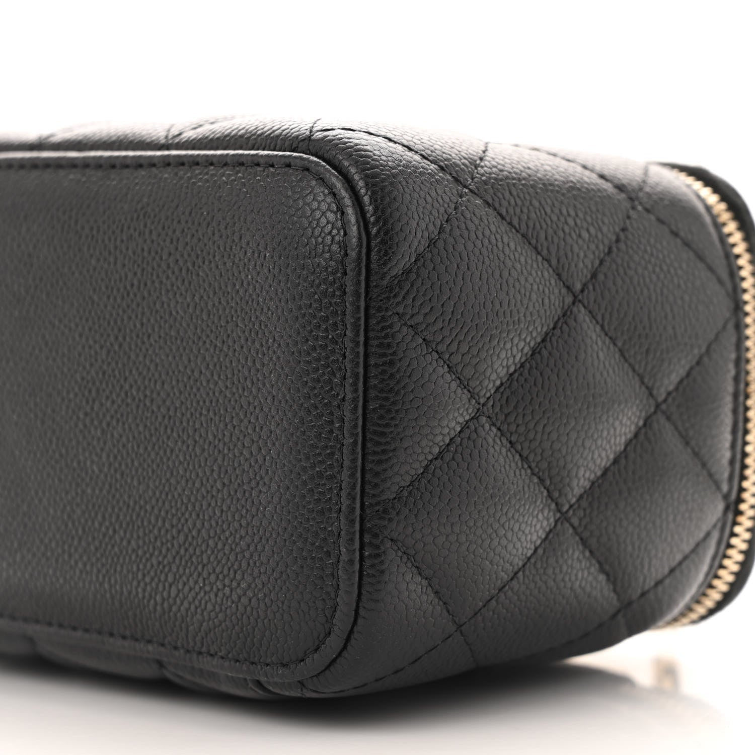 Caviar Quilted Small Tiny CC Vanity Case With Chain Black