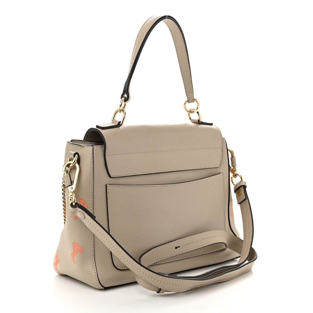 Smooth Calfskin Little Horses Embroidered Small Faye Day Shoulder Bag Pastel Grey