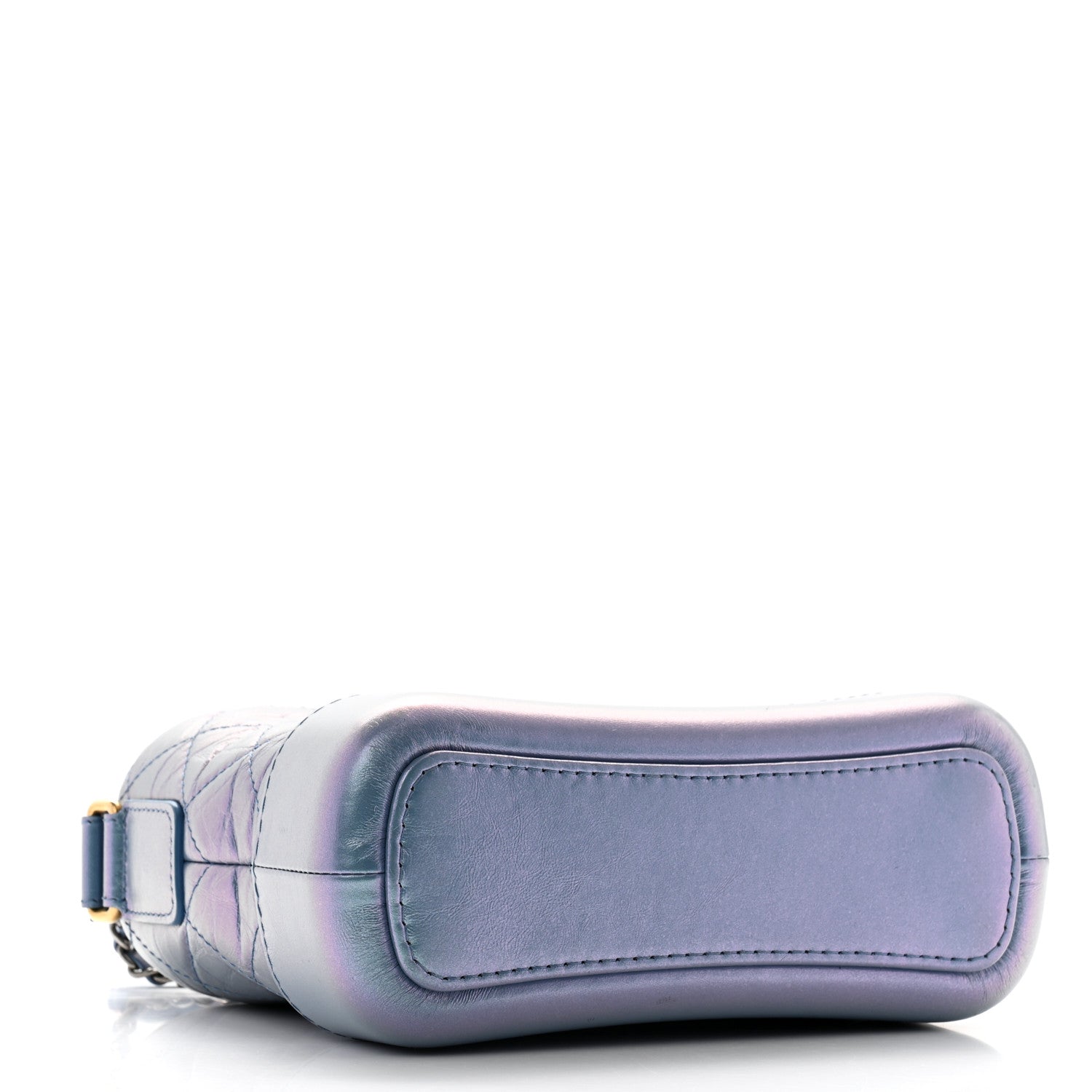 Iridescent Aged Calfskin Quilted Small Gabrielle Hobo Blue