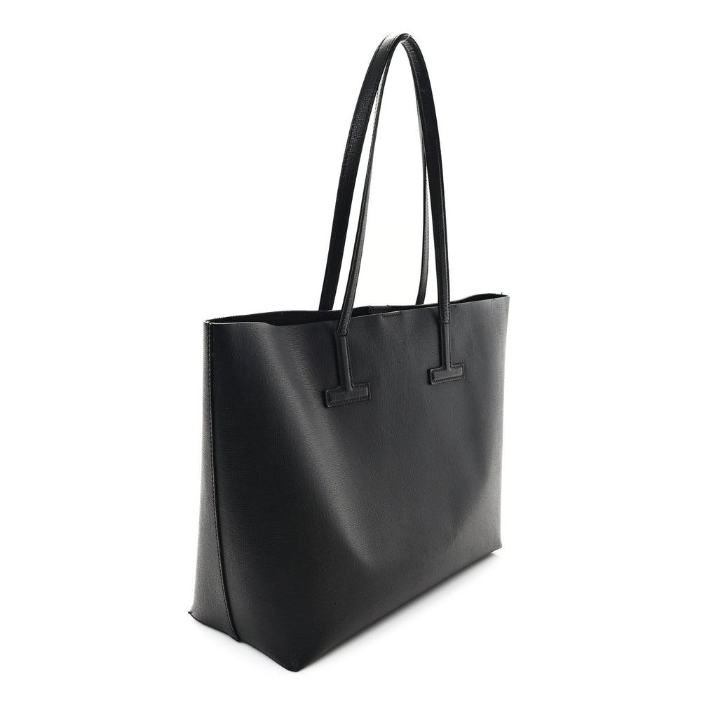 Grained Calfskin Small T Tote Black