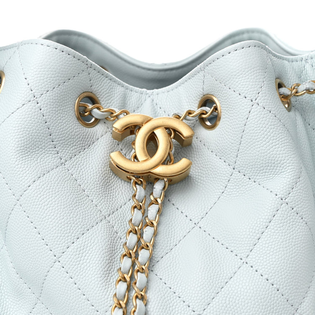 Caviar Quilted Medium Chanel 25 Handbag Light Blue