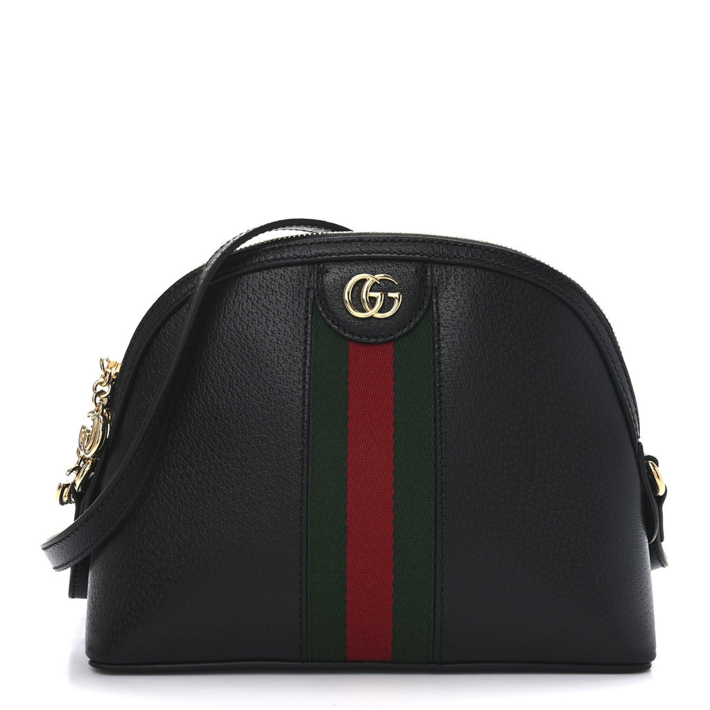 Calfskin GG Web Small Ophidia Dome Shoulder Bag Black