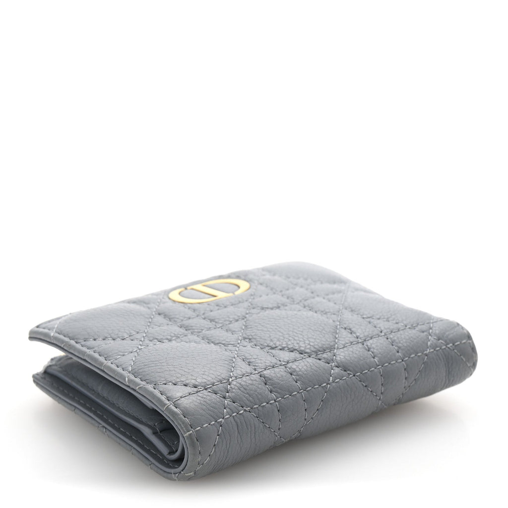 Grained Calfskin Supple Cannage Caro Dahlia Wallet Cloud Blue