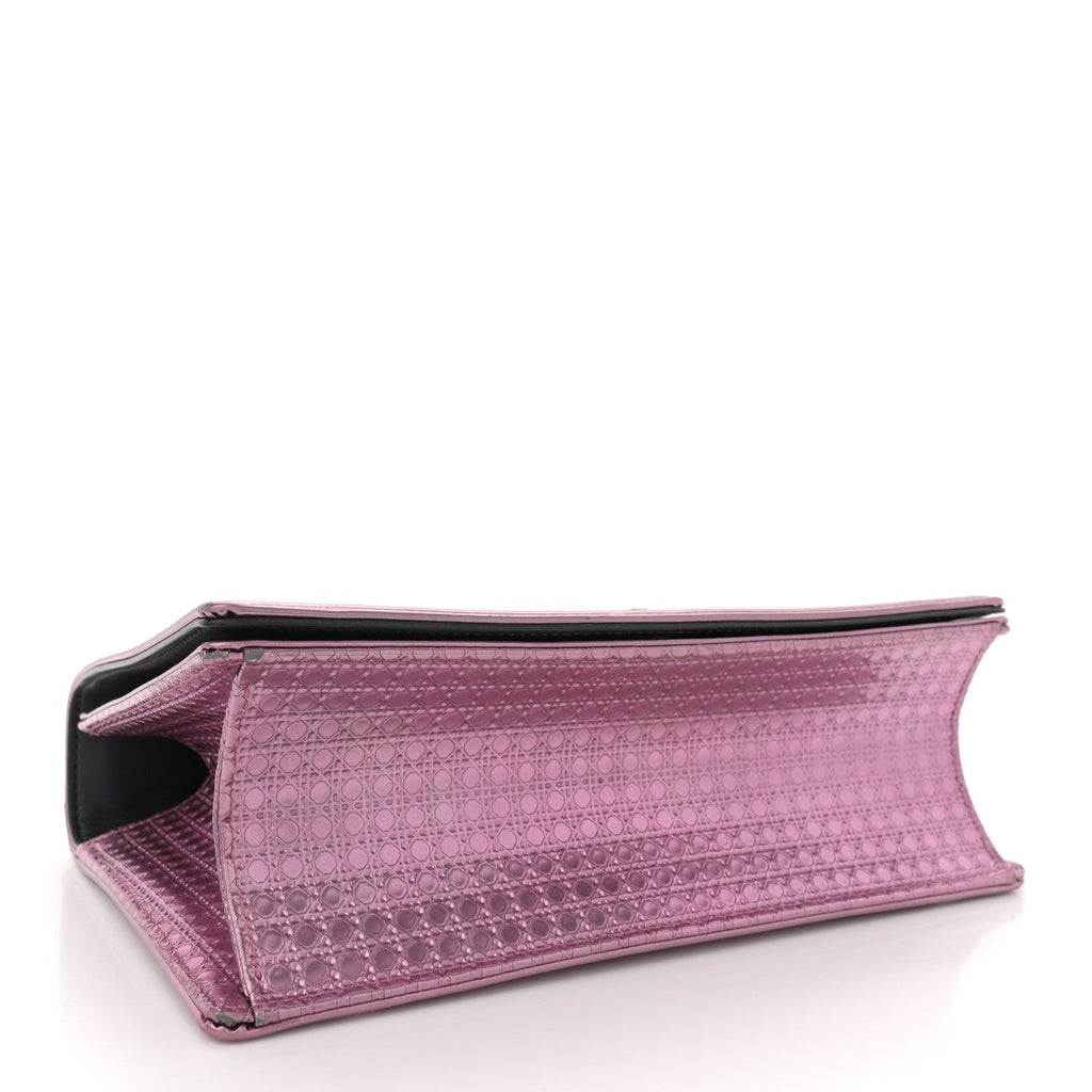 Metallic Patent Micro-Cannage Medium Diorama Flap Bag Pink