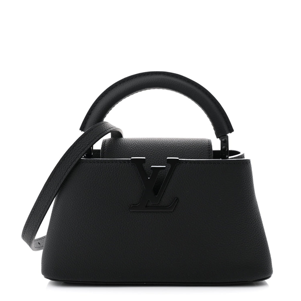 Matte Taurillon Capucines East West Mini All Black