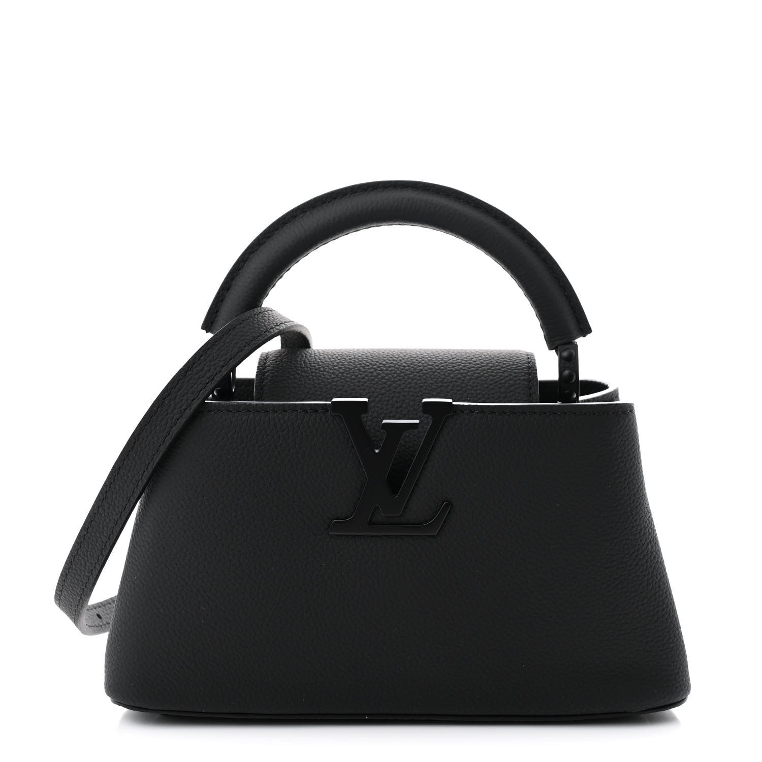 Matte Taurillon Capucines East West Mini All Black